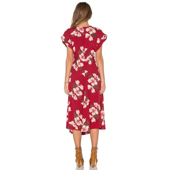 NWT Privacy Please Womens Allard Dress S Red Floral Tie Front Cut Out Midi - Picture 3 of 10